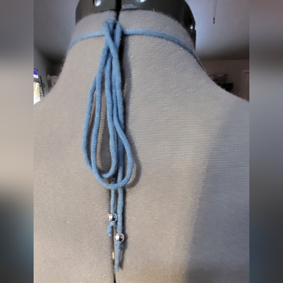 Gorgeous steel blue macreme lace dress coverup size medium - Picture 10 of 14